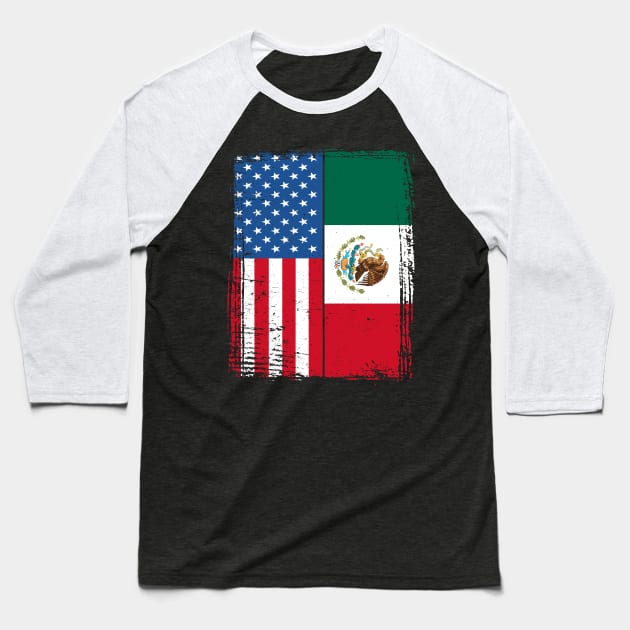 USA Flag Mexican Roots Mexico Mexican Baseball T-Shirt by IngeniousMerch